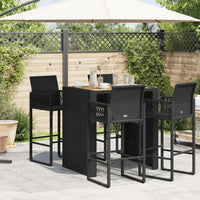 Thumbnail for Garten-Bartisch mit Holzplatte Schwarz 105x80x110 cm Polyrattan