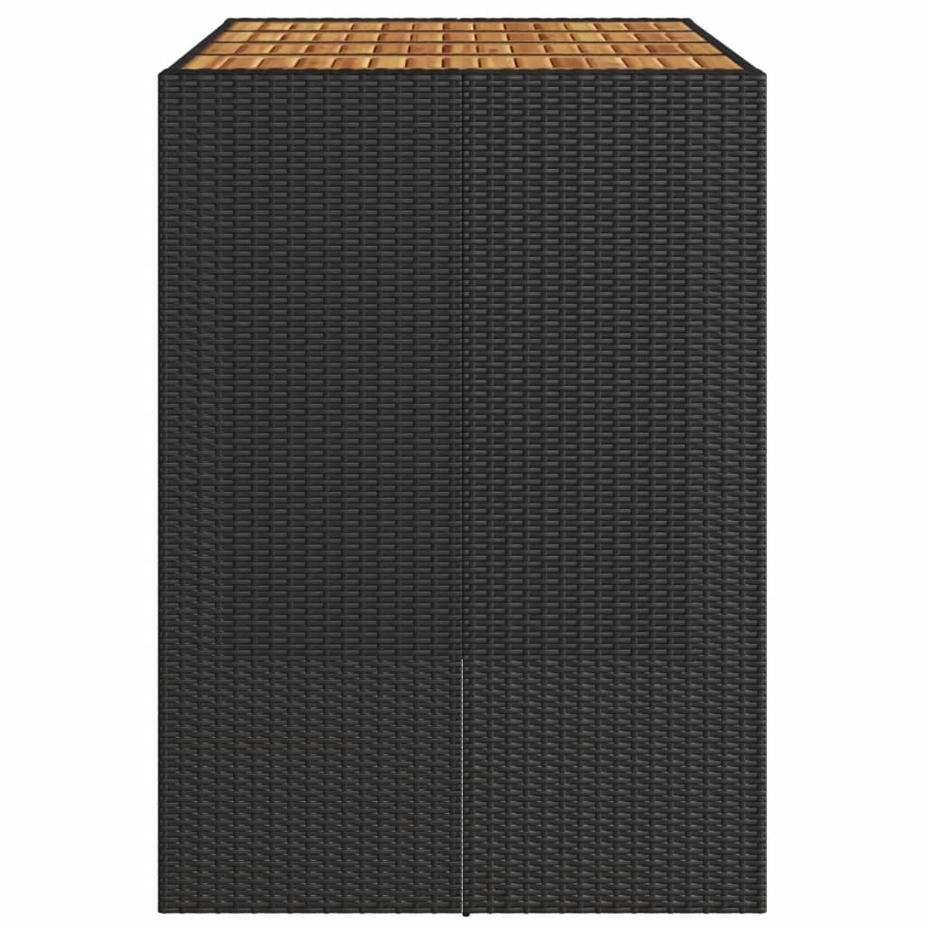 Garten-Bartisch mit Holzplatte Schwarz 145x80x110 cm Polyrattan