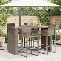 Thumbnail for Garten-Bartisch mit Holzplatte Grau 185x80x110 cm Polyrattan