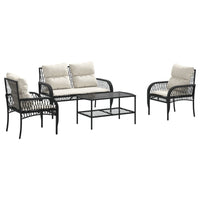 Thumbnail for 4-tlg. Garten-Sofagarnitur mit Kissen Schwarz Poly Rattan
