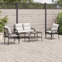 Thumbnail for 4-tlg. Garten-Sofagarnitur mit Kissen Schwarz Poly Rattan