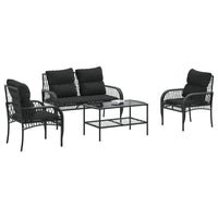 Thumbnail for 4-tlg. Garten-Sofagarnitur mit Kissen Schwarz Poly Rattan