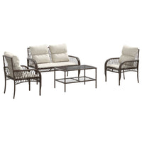 Thumbnail for 4-tlg. Garten-Sofagarnitur mit Kissen Braun Poly Rattan