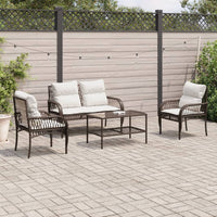 Thumbnail for 4-tlg. Garten-Sofagarnitur mit Kissen Braun Poly Rattan