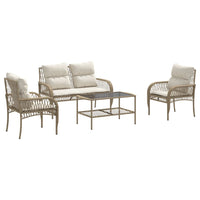 Thumbnail for 4-tlg. Garten-Sofagarnitur mit Kissen Beige Poly Rattan