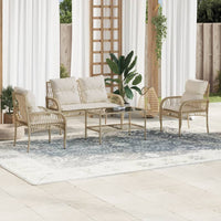Thumbnail for 4-tlg. Garten-Sofagarnitur mit Kissen Beige Poly Rattan