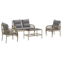 Thumbnail for 4-tlg. Garten-Sofagarnitur mit Kissen Beige Poly Rattan