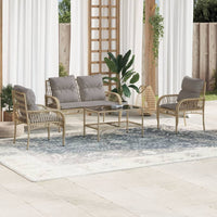 Thumbnail for 4-tlg. Garten-Sofagarnitur mit Kissen Beige Poly Rattan