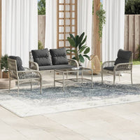 Thumbnail for 4-tlg. Garten-Sofagarnitur mit Kissen Hellgrau Poly Rattan