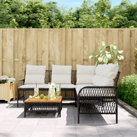 Thumbnail for 2-tlg. Garten-Sofagarnitur mit Auflagen Schwarz Poly Rattan
