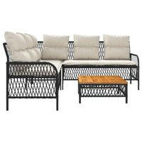 Thumbnail for 2-tlg. Garten-Sofagarnitur mit Auflagen Schwarz Poly Rattan
