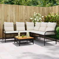 Thumbnail for 2-tlg. Garten-Sofagarnitur mit Auflagen Schwarz Poly Rattan