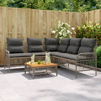 Thumbnail for 2-tlg. Garten-Sofagarnitur mit Auflagen Poly Rattan Grau