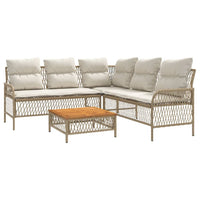 Thumbnail for 2-tlg. Garten-Sofagarnitur mit Kissen Beige Poly Rattan