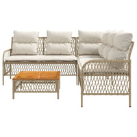 Thumbnail for 2-tlg. Garten-Sofagarnitur mit Kissen Beige Poly Rattan