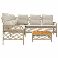 Thumbnail for 2-tlg. Garten-Sofagarnitur mit Kissen Beige Poly Rattan