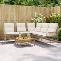 Thumbnail for 2-tlg. Garten-Sofagarnitur mit Kissen Beige Poly Rattan