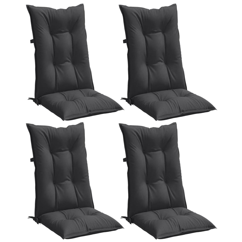 Hochlehner-Auflagen 4 Stk. Melange Anthrazit 120x50x7 cm Stoff