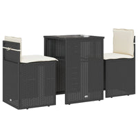 Thumbnail for 3-tlg. Bistro-Set mit Kissen Schwarz Poly Rattan