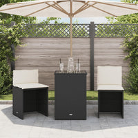 Thumbnail for 3-tlg. Bistro-Set mit Kissen Schwarz Poly Rattan
