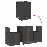 Thumbnail for 3-tlg. Bistro-Set mit Kissen Schwarz Poly Rattan