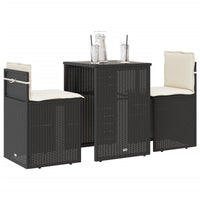 Thumbnail for 3-tlg. Bistro-Set mit Kissen Schwarz Poly Rattan