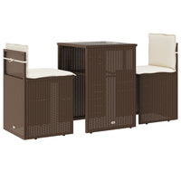 Thumbnail for 3-tlg. Bistro-Set mit Kissen Braun Poly Rattan