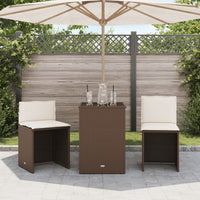 Thumbnail for 3-tlg. Bistro-Set mit Kissen Braun Poly Rattan
