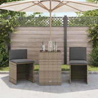 Thumbnail for 3-tlg. Bistro-Set mit Kissen Grau Poly Rattan