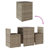 Thumbnail for 3-tlg. Bistro-Set mit Kissen Grau Poly Rattan