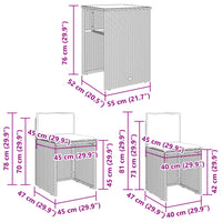 Thumbnail for 3-tlg. Bistro-Set mit Kissen Grau Poly Rattan