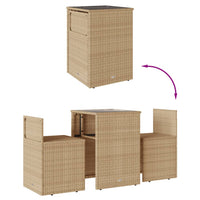 Thumbnail for 3-tlg. Bistro-Set mit Kissen Beige Poly Rattan