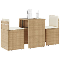 Thumbnail for 3-tlg. Bistro-Set mit Kissen Beige Poly Rattan