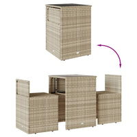 Thumbnail for 3-tlg. Bistro-Set mit Kissen Hellgrau Poly Rattan