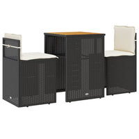 Thumbnail for 3-tlg. Bistro-Set mit Kissen Schwarz Poly Rattan