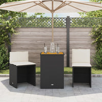 Thumbnail for 3-tlg. Bistro-Set mit Kissen Schwarz Poly Rattan