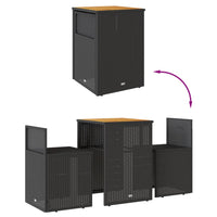 Thumbnail for 3-tlg. Bistro-Set mit Kissen Schwarz Poly Rattan