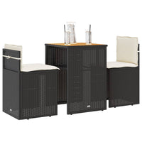 Thumbnail for 3-tlg. Bistro-Set mit Kissen Schwarz Poly Rattan
