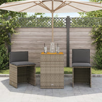 Thumbnail for 3-tlg. Bistro-Set mit Kissen Grau Poly Rattan