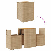 Thumbnail for 3-tlg. Bistro-Set mit Kissen Beige Poly Rattan