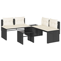 Thumbnail for 4-tlg. Garten-Sofagarnitur mit Kissen Schwarz Poly Rattan