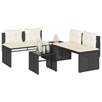 Thumbnail for 4-tlg. Garten-Sofagarnitur mit Kissen Schwarz Poly Rattan