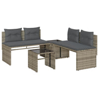 Thumbnail for 4-tlg. Garten-Sofagarnitur mit Kissen Grau Poly Rattan