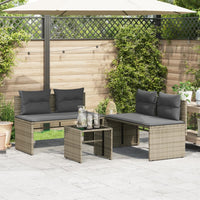 Thumbnail for 4-tlg. Garten-Sofagarnitur mit Kissen Grau Poly Rattan
