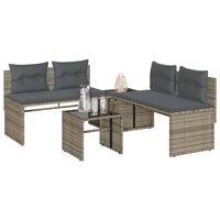 Thumbnail for 4-tlg. Garten-Sofagarnitur mit Kissen Grau Poly Rattan