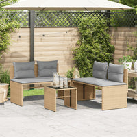 Thumbnail for 4-tlg. Garten-Sofagarnitur mit Kissen Beige Poly Rattan