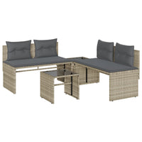 Thumbnail for 4-tlg. Garten-Sofagarnitur mit Kissen Hellgrau Poly Rattan