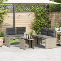 Thumbnail for 4-tlg. Garten-Sofagarnitur mit Kissen Hellgrau Poly Rattan