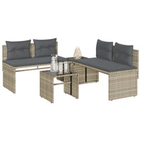 Thumbnail for 4-tlg. Garten-Sofagarnitur mit Kissen Hellgrau Poly Rattan