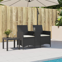 Thumbnail for Gartensofa 2-Sitzer mit Tisch und Kissen Schwarz Poly Rattan